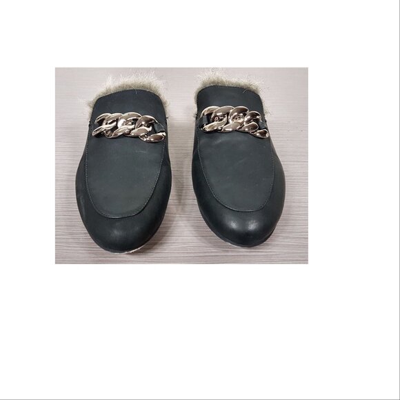 Jeffrey Campbell 'Apfel' Mule Black Leather With Faux Fur, Womens Size 6.5 - Picture 2 of 6